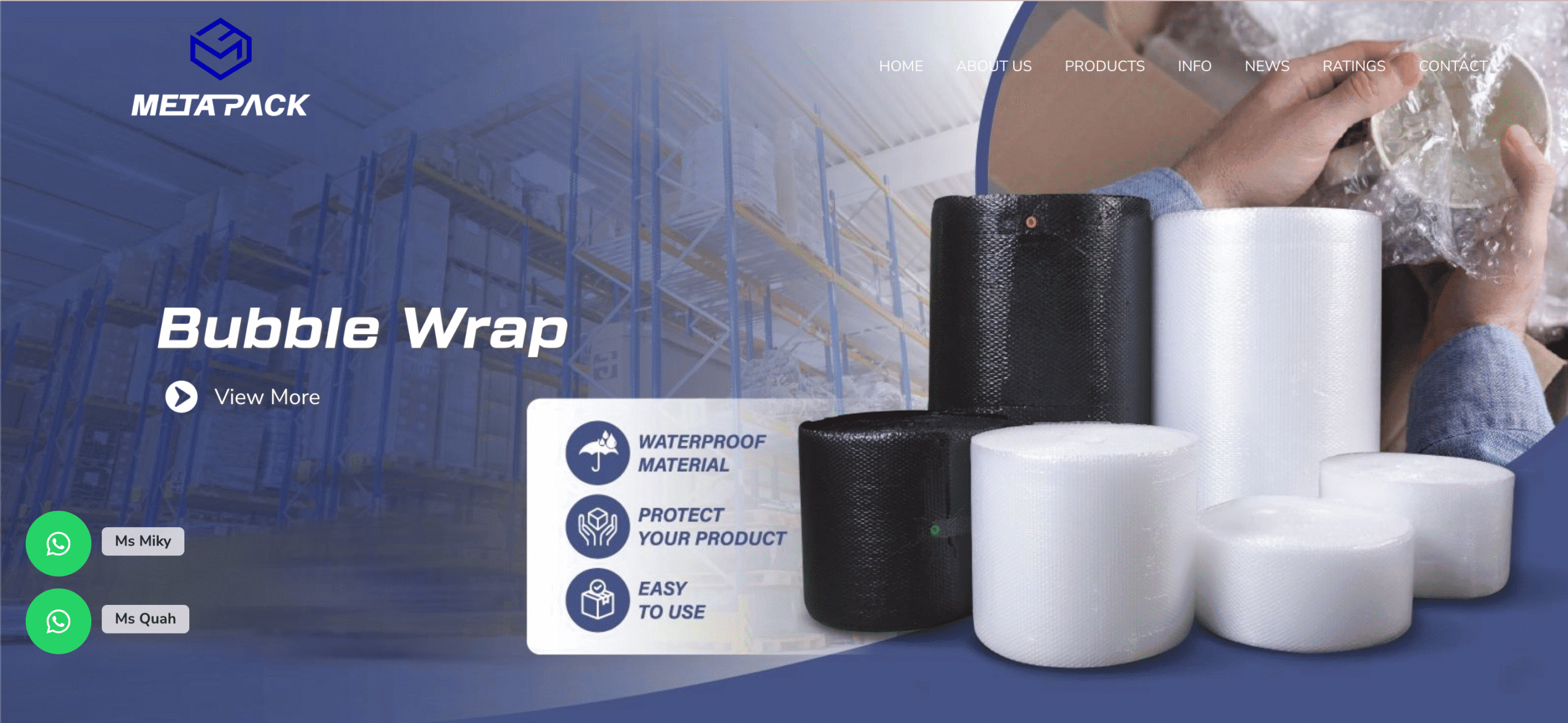 Stretch films, bubble wraps, and courier bags by Meta Pack