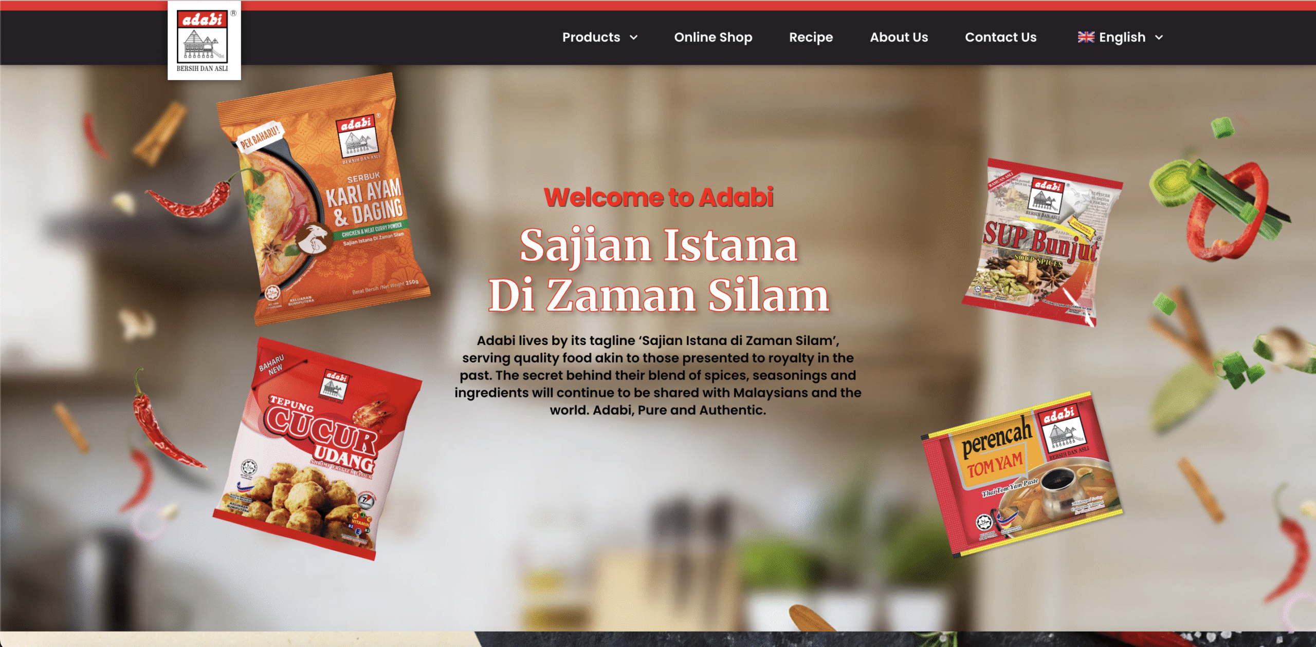 Adabi curry pastes, chili sauces, and spice mixes